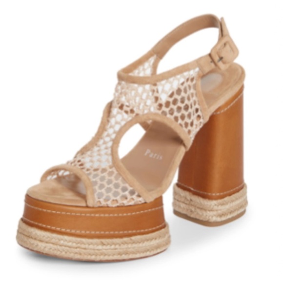 💰⬇️ CHRISTIAN LOUBOUTON Espadrille Platform Crochet Sandal 10 US/ 40 EU - Picture 6 of 14